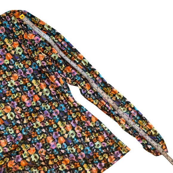 Stine Goya Floral Velvet Wrap Front Ruched Long Sleeve Line Top Multicolor Small - Picture 10 of 10